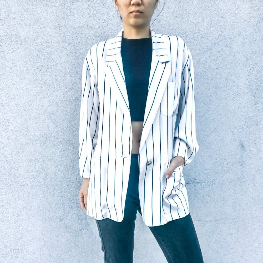 White and Blacked Striped Blazer (S/M)